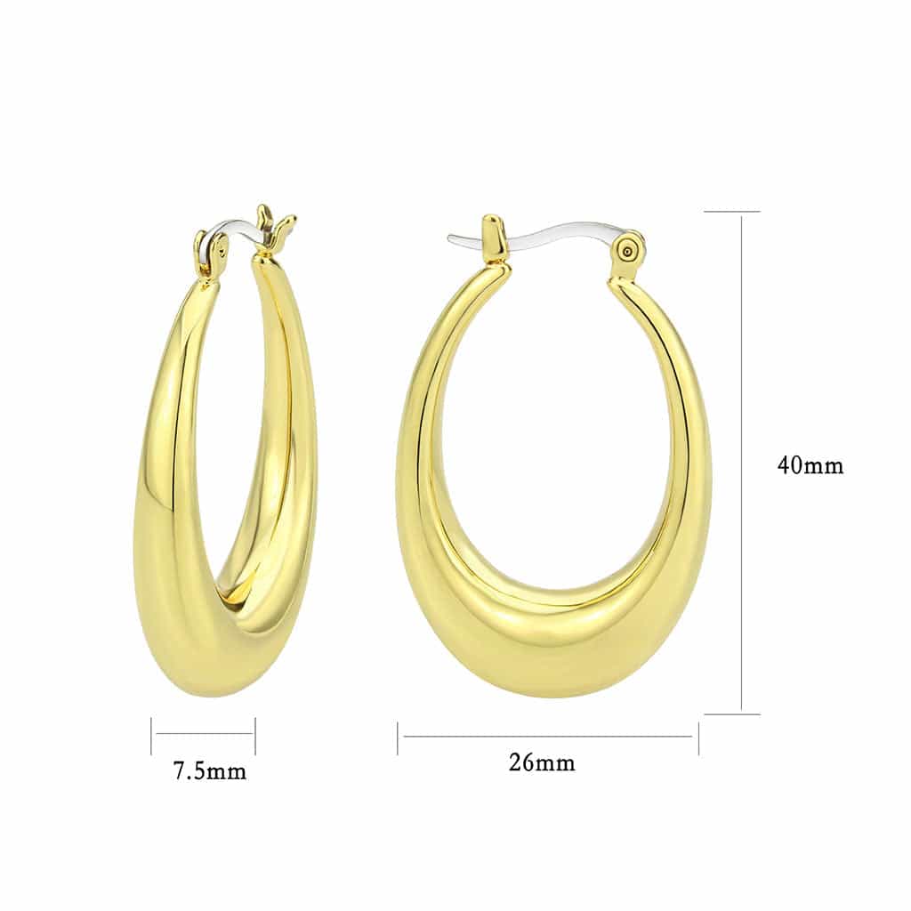 Brass Gold Polished Tapered Crescent Hoop Earrings view 2