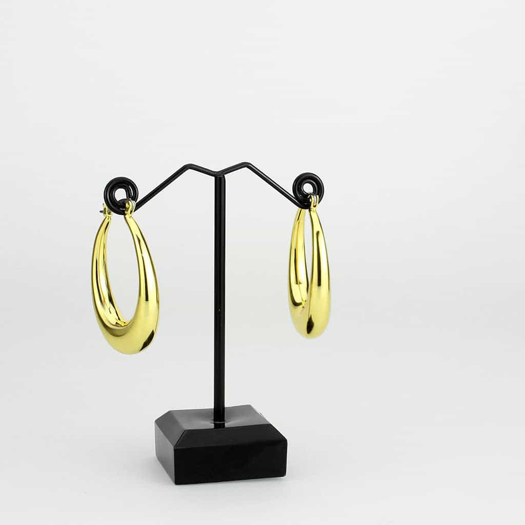 Brass Gold Polished Tapered Crescent Hoop Earrings view 3