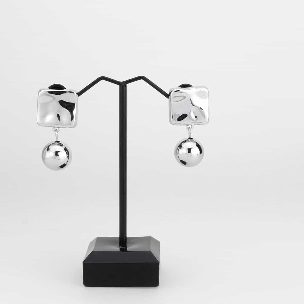 Brass Square Cushion Ball Dangle Drop Ring view 2