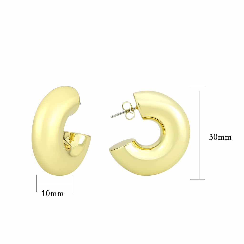 Brass Gold Polished Thick Dome C-Hoop Earrings view 2