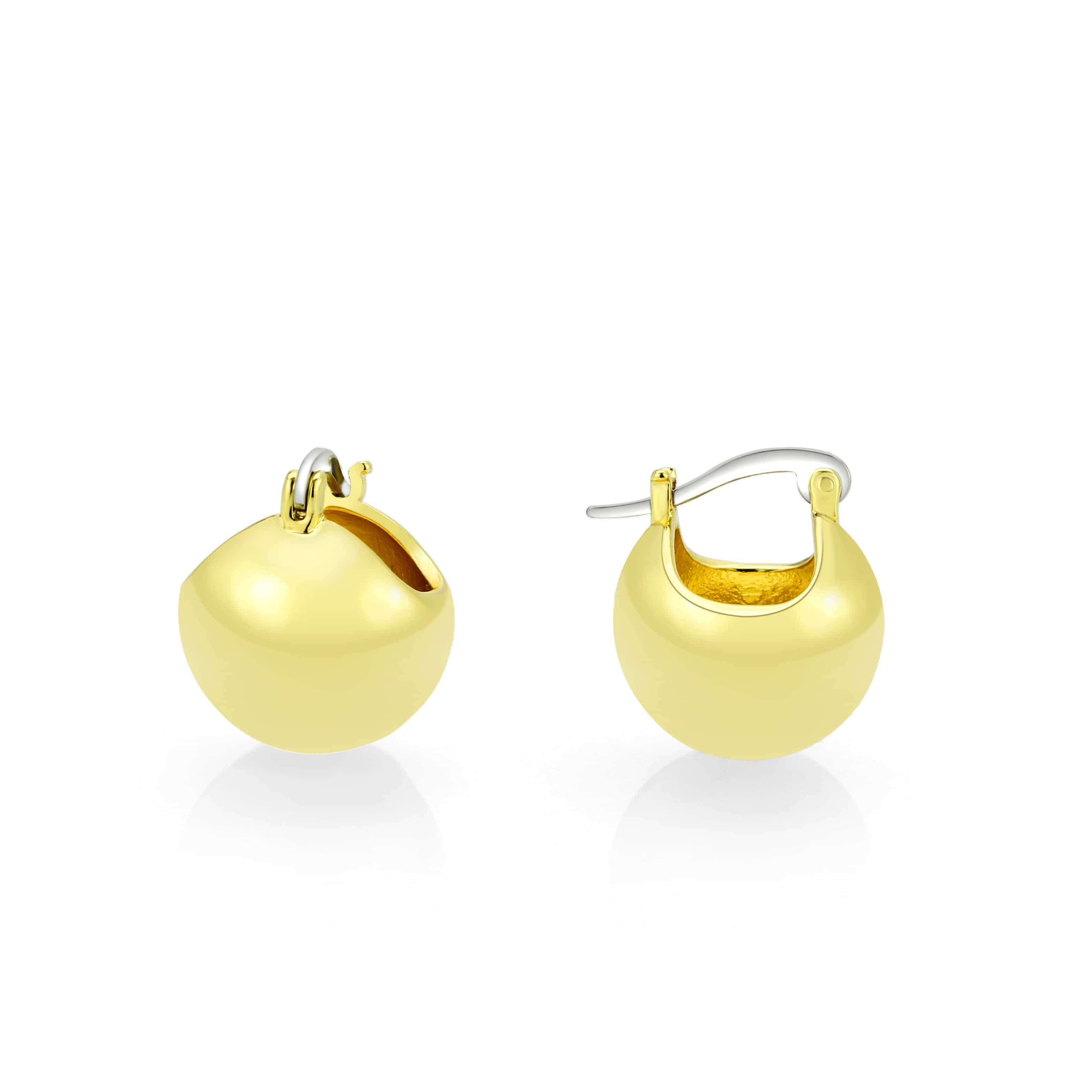 Brass Gold Polished Ball Huggie Hoop Earrings view 1