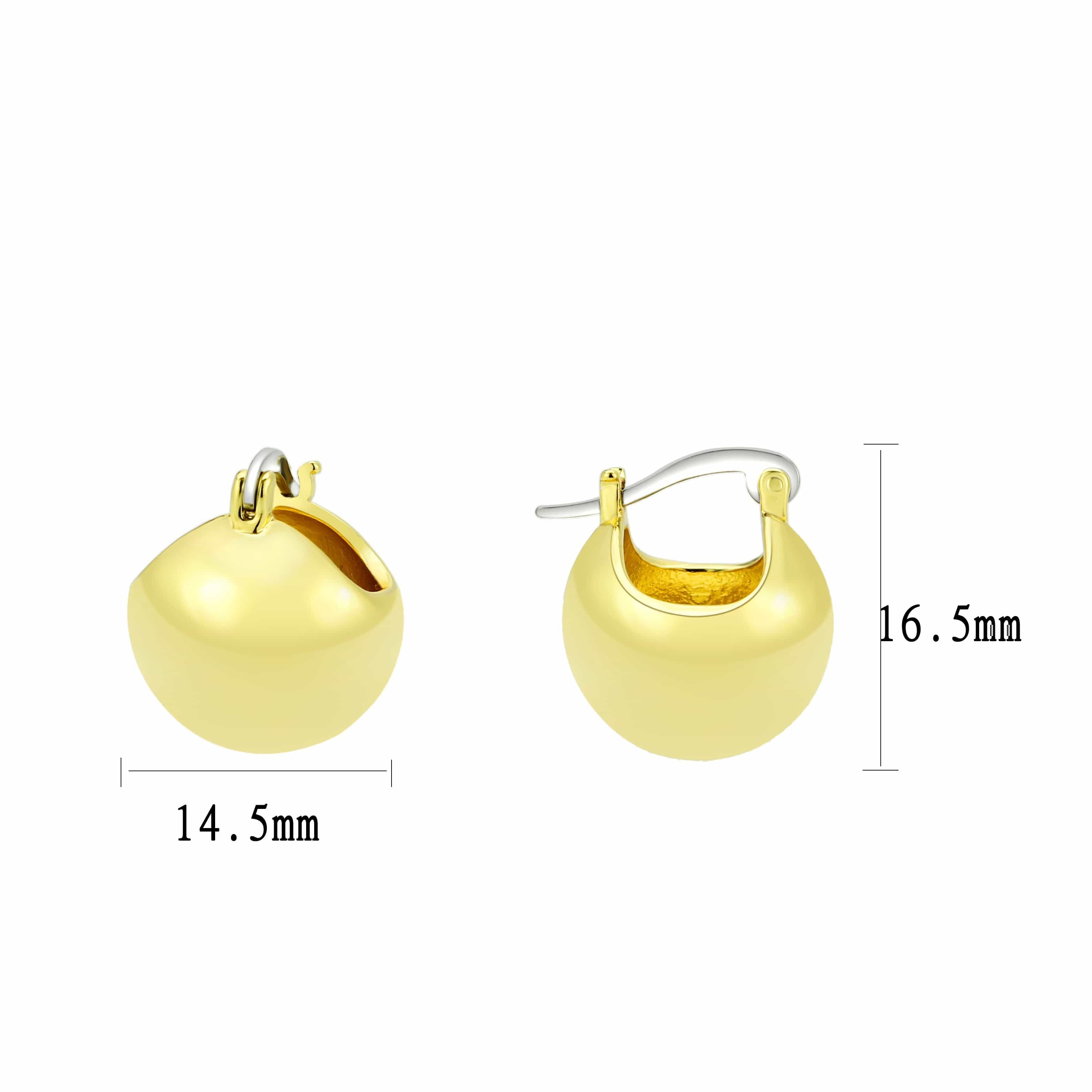 Brass Gold Polished Ball Huggie Hoop Earrings view 2