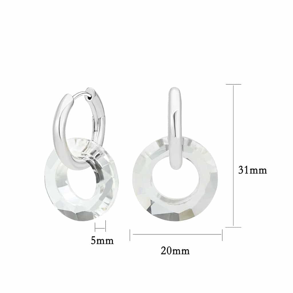 Brass Crystal Ring Charm Huggie Drop Earrings view 1
