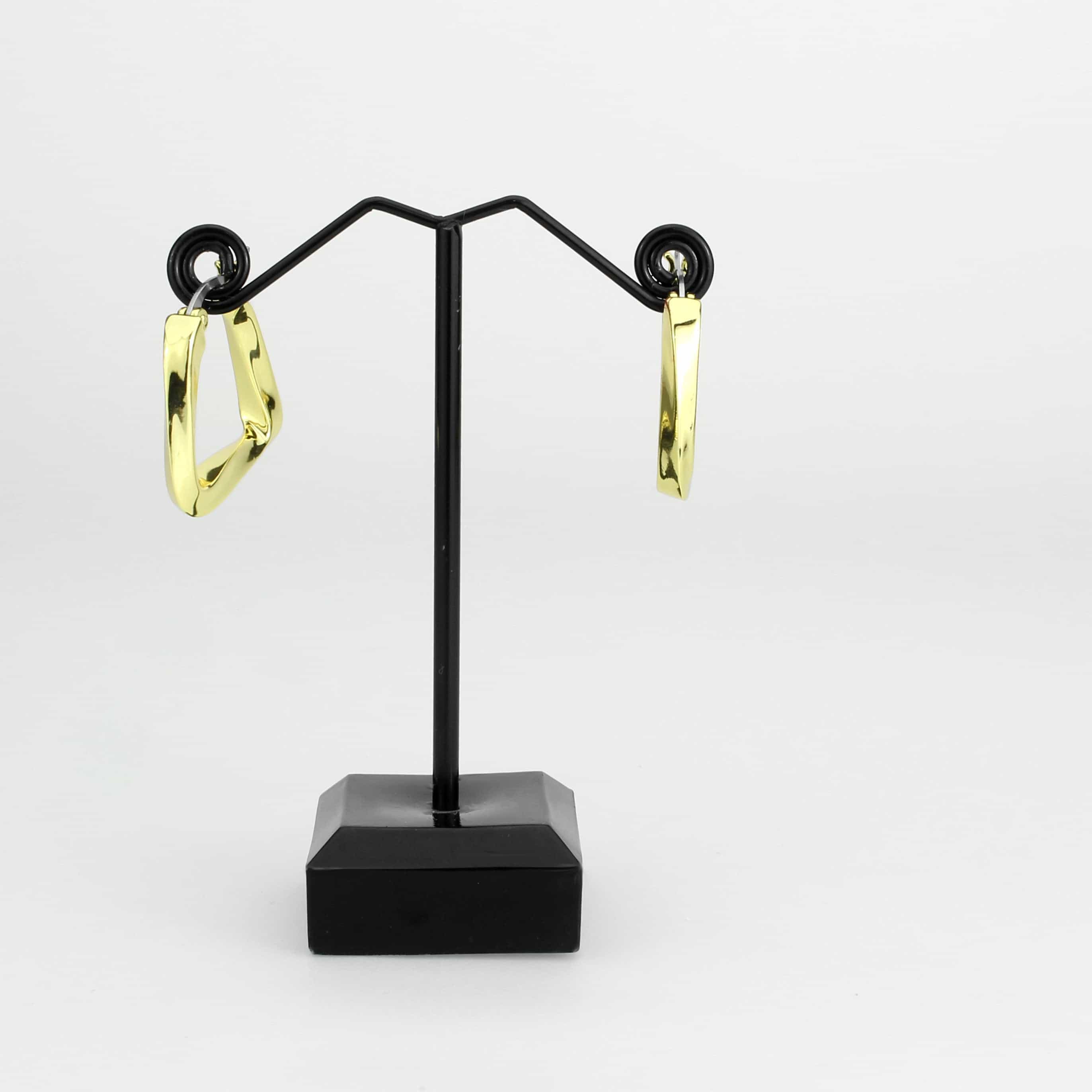 Brass Gold Square Geometric Hoop Earrings | The Stainless Jewelry view 2