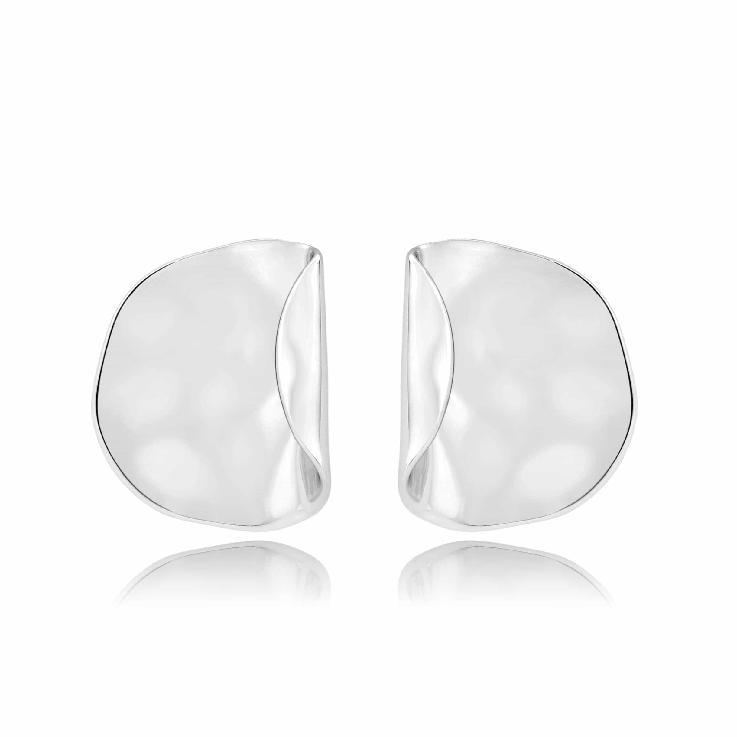 Brass Hammered Wide Disc Stud Earrings | The Stainless Jewelry view 3