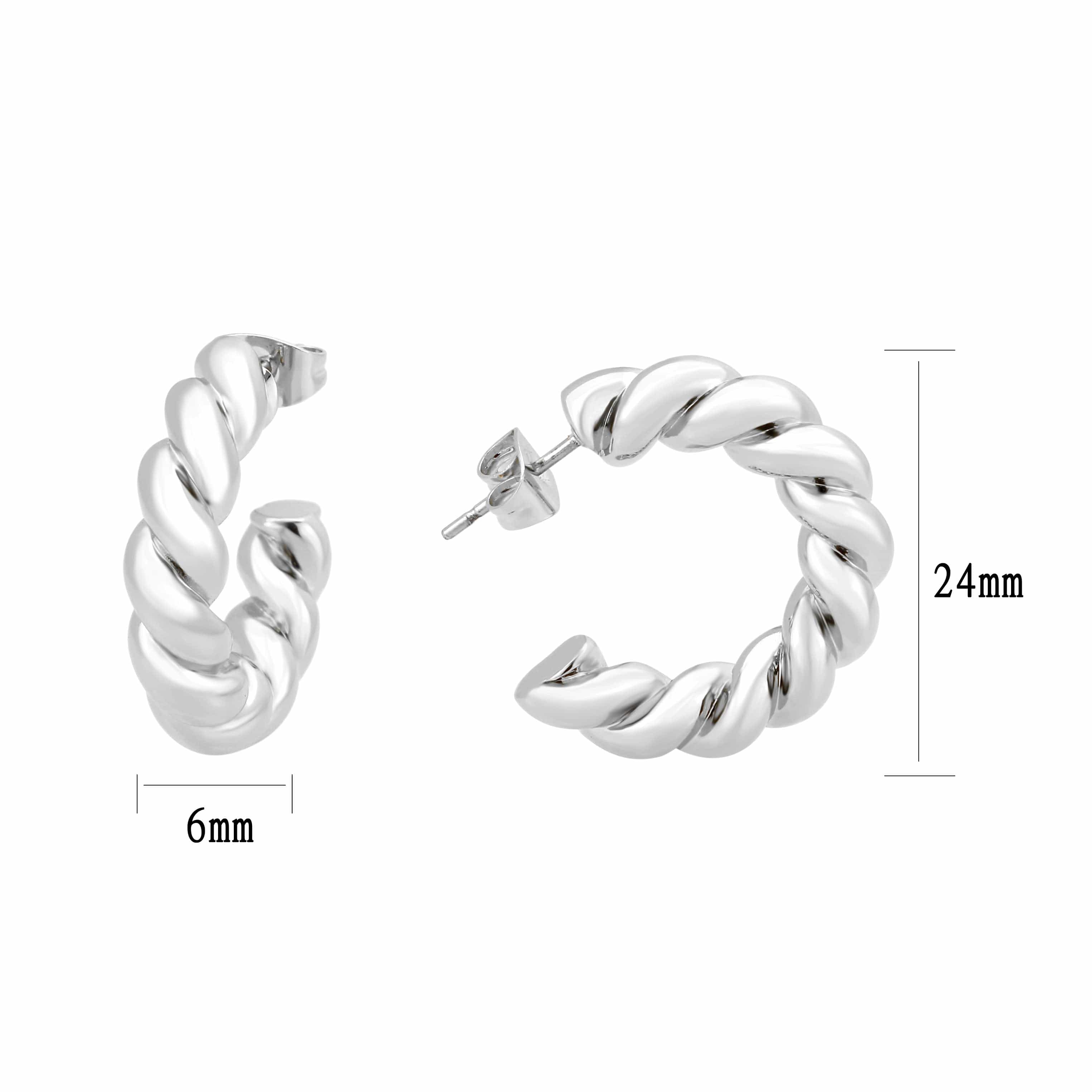 Brass Twisted Croissant Hoop Earrings | The Stainless Jewelry view 2