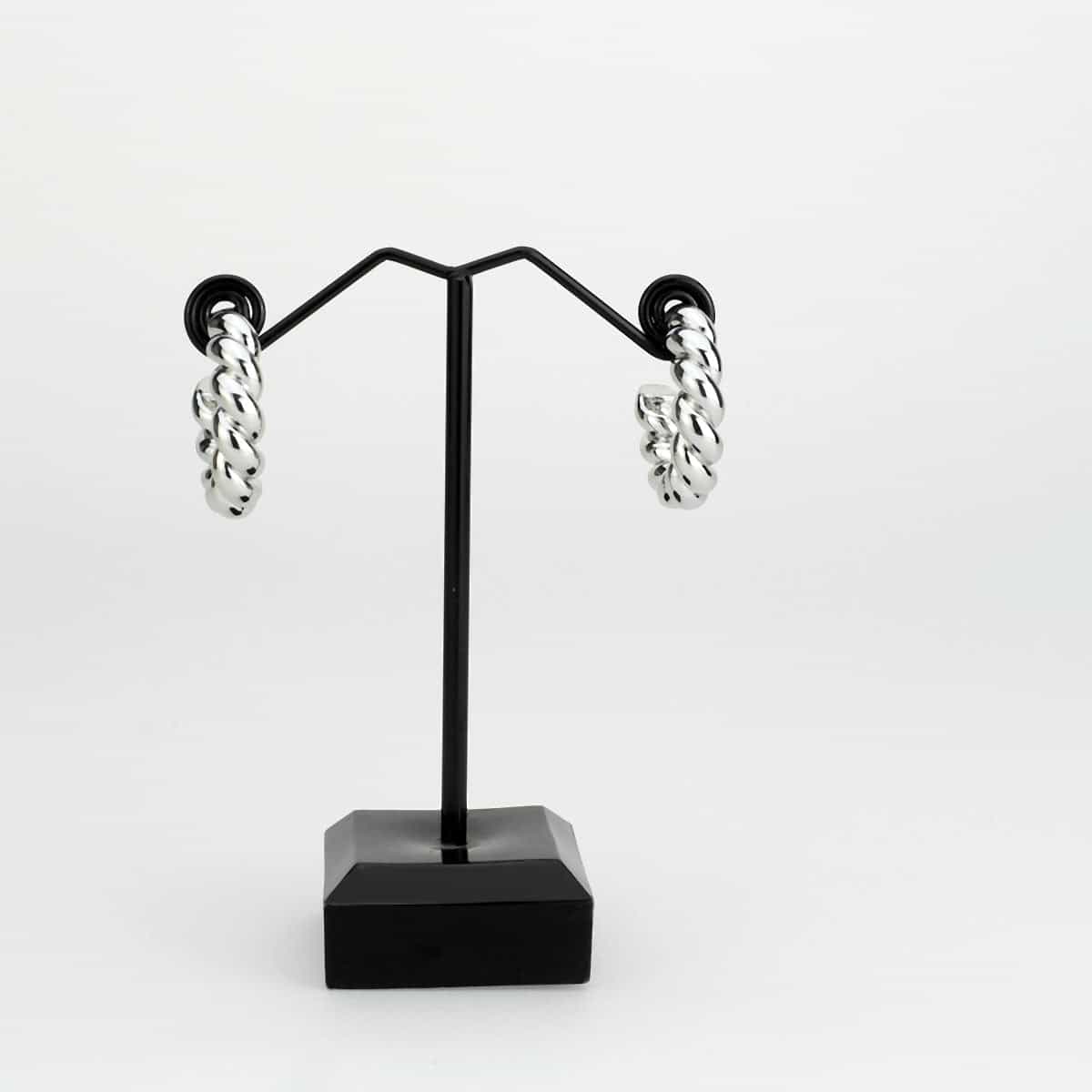 Brass Twisted Croissant Hoop Earrings | The Stainless Jewelry view 3