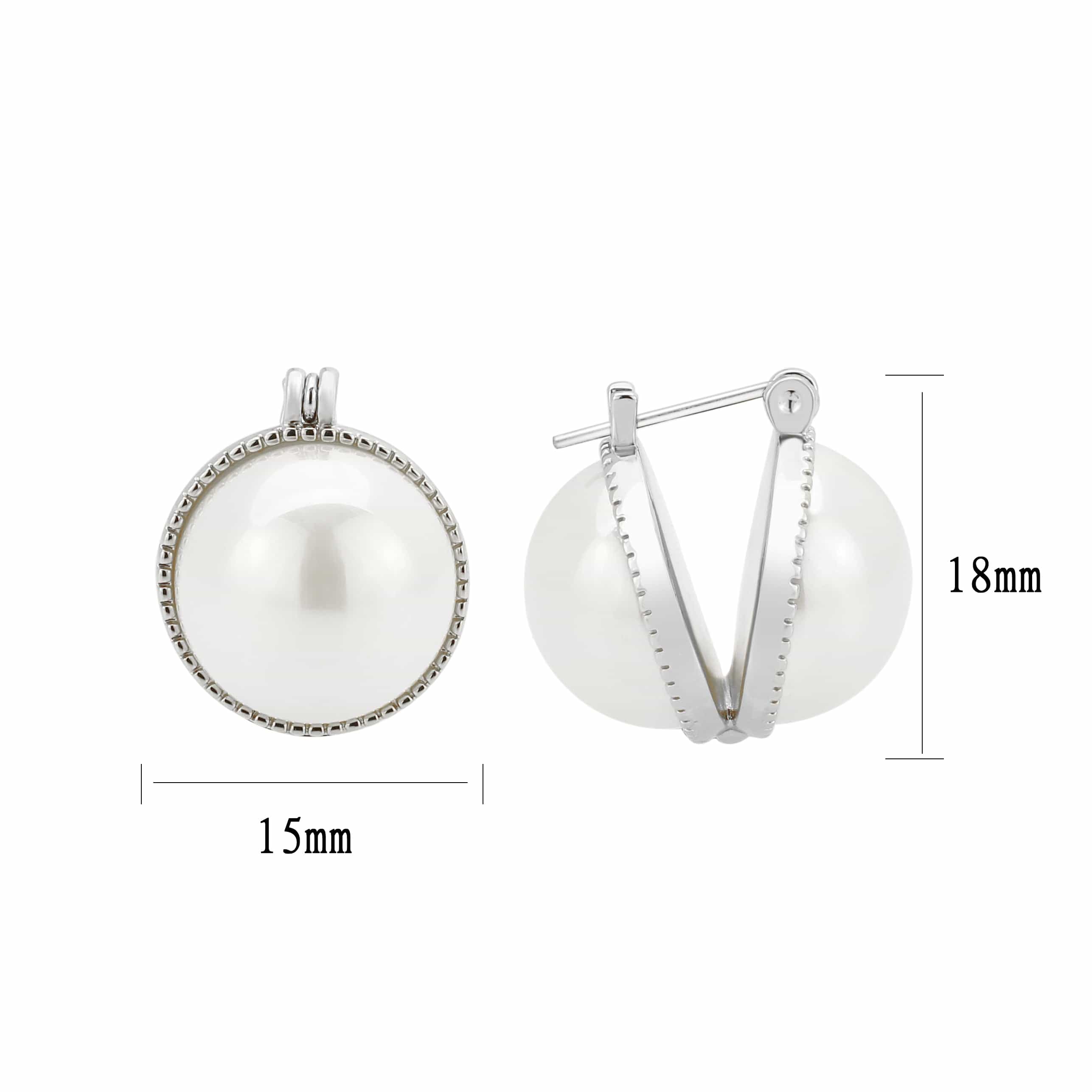 Brass Pearl CZ Bezel V-Stud Earrings | The Stainless Jewelry view 3