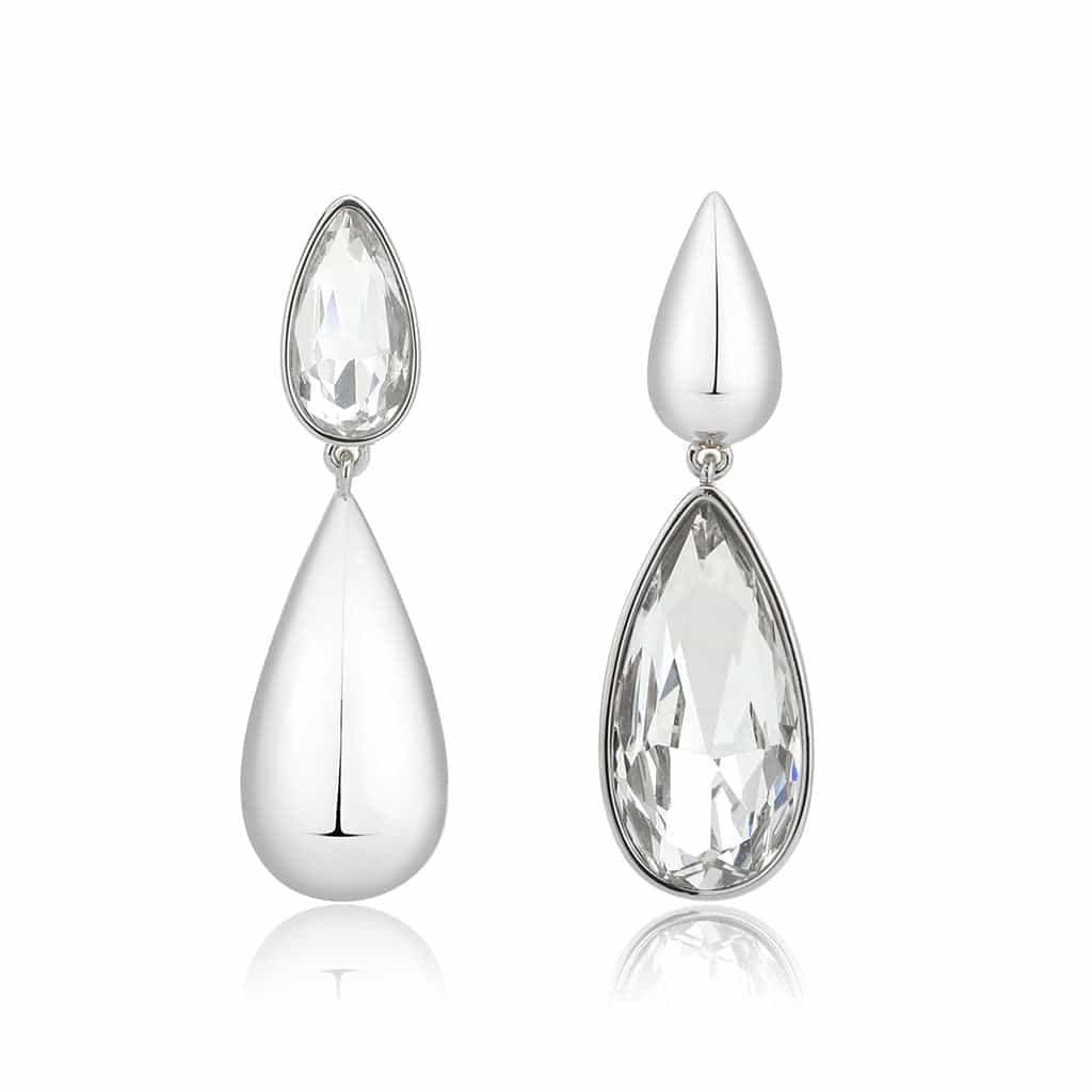 Brass Crystal Pear Teardrop Dangle Earrings view 3