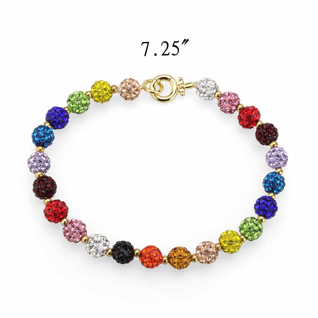 Brass Multicolor Crystal Disco Ball Bead Bracelet view 2