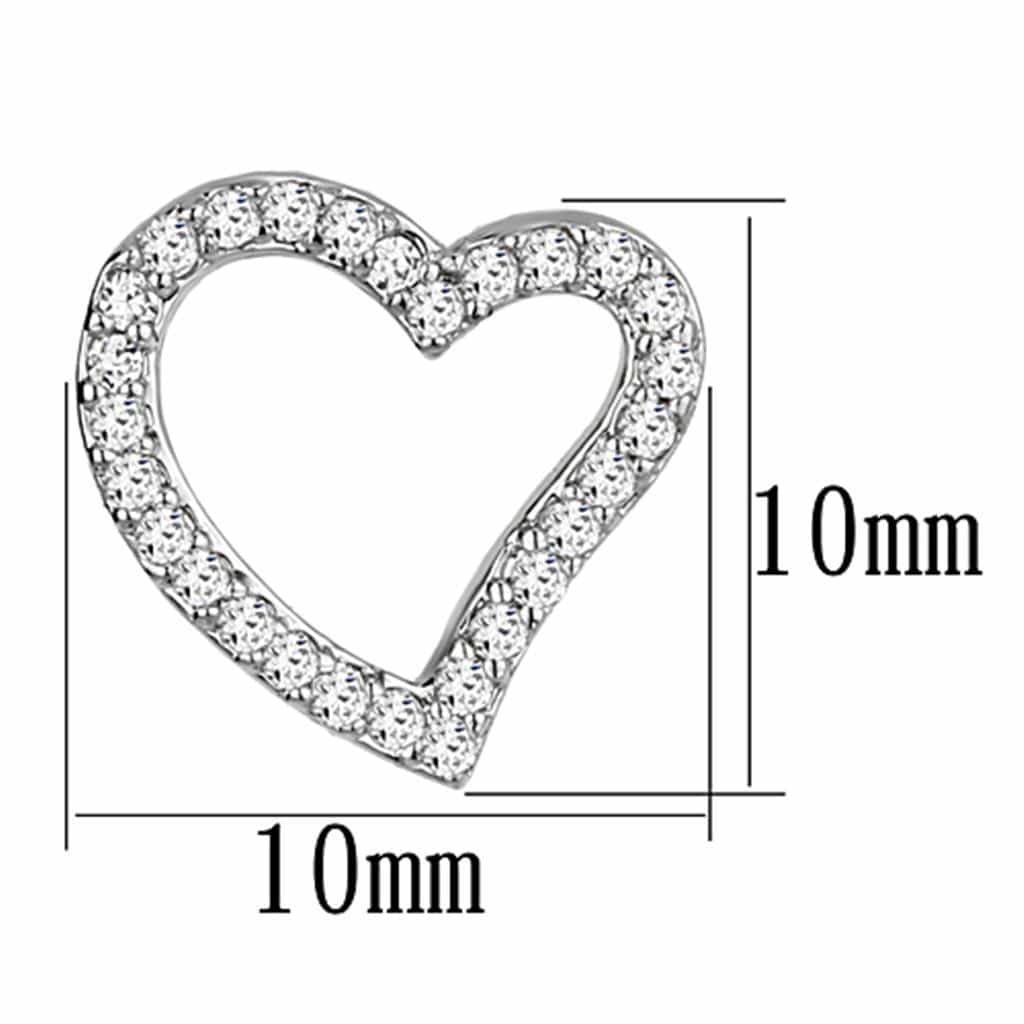 Brass CZ Pave Open Heart Stud Earrings 3W346 view 2