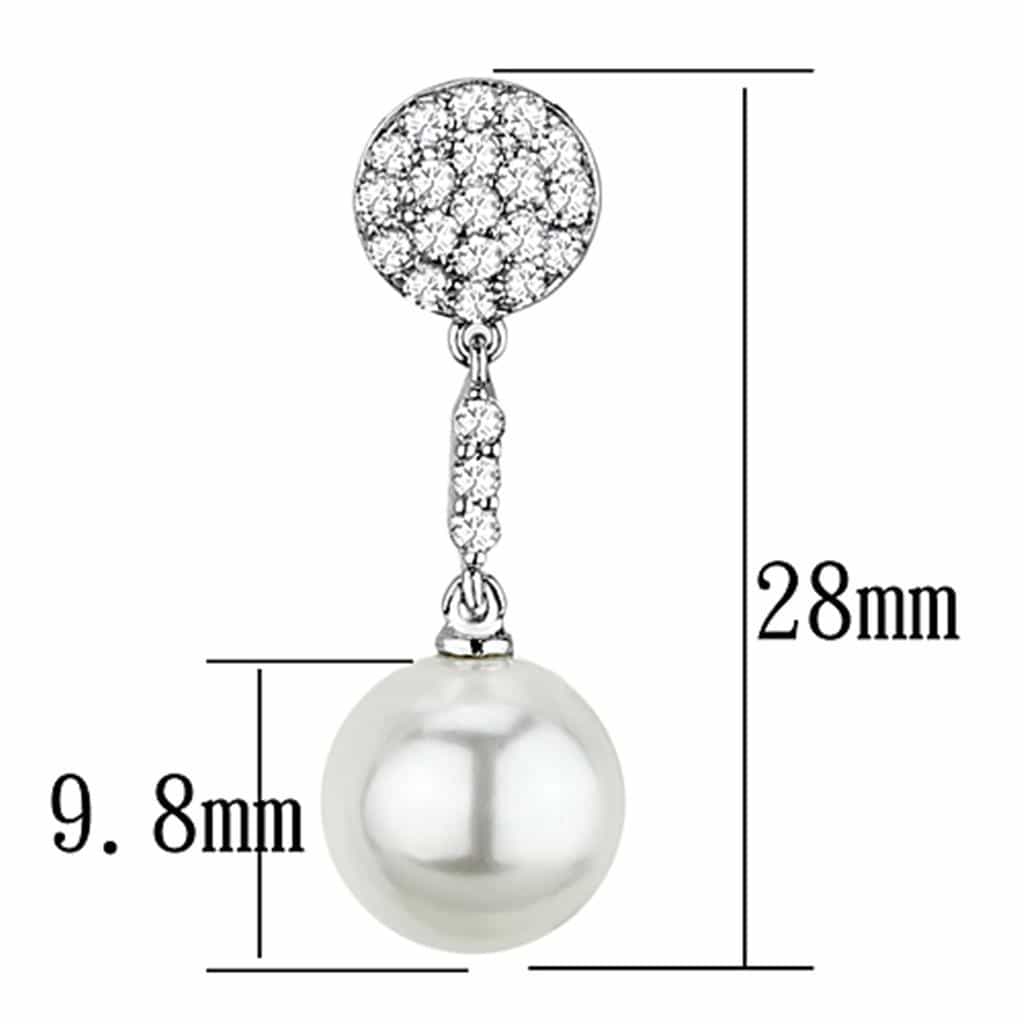 Brass CZ Pave Disc Pearl Dangle Drop Ring | The Stainless Jewelry view 2