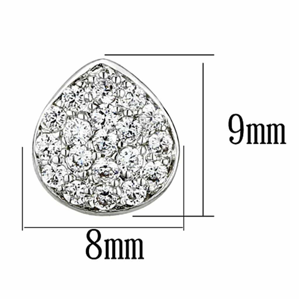 Brass CZ Pave Cushion Teardrop Stud Earrings view 2