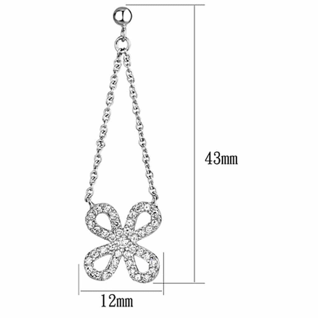 Brass CZ Pave Butterfly Chain Dangle Drop Ring view 2