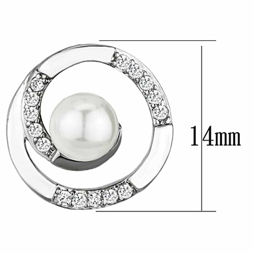 Brass Pearl CZ Double Circle Clip Stud Earrings view 2
