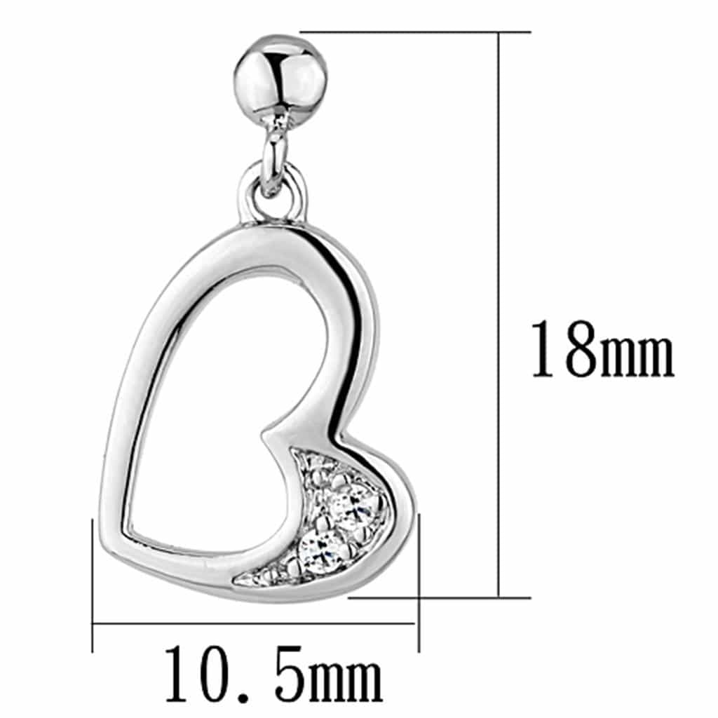 Brass CZ Accent Open Heart Dangle Stud Earrings view 2
