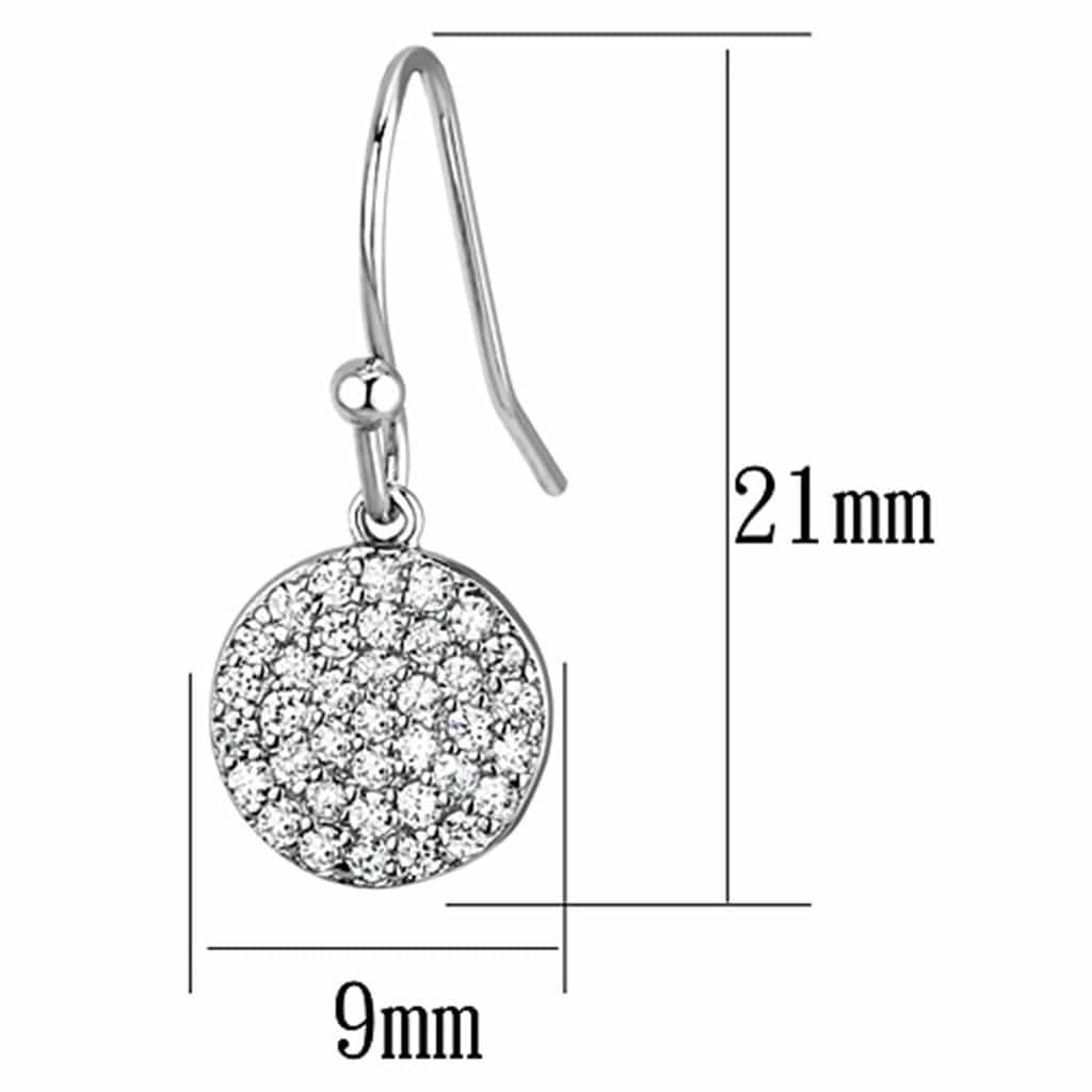 Brass CZ Pave Disc Hook Drop Earrings | The Stainless Jewelry view 2