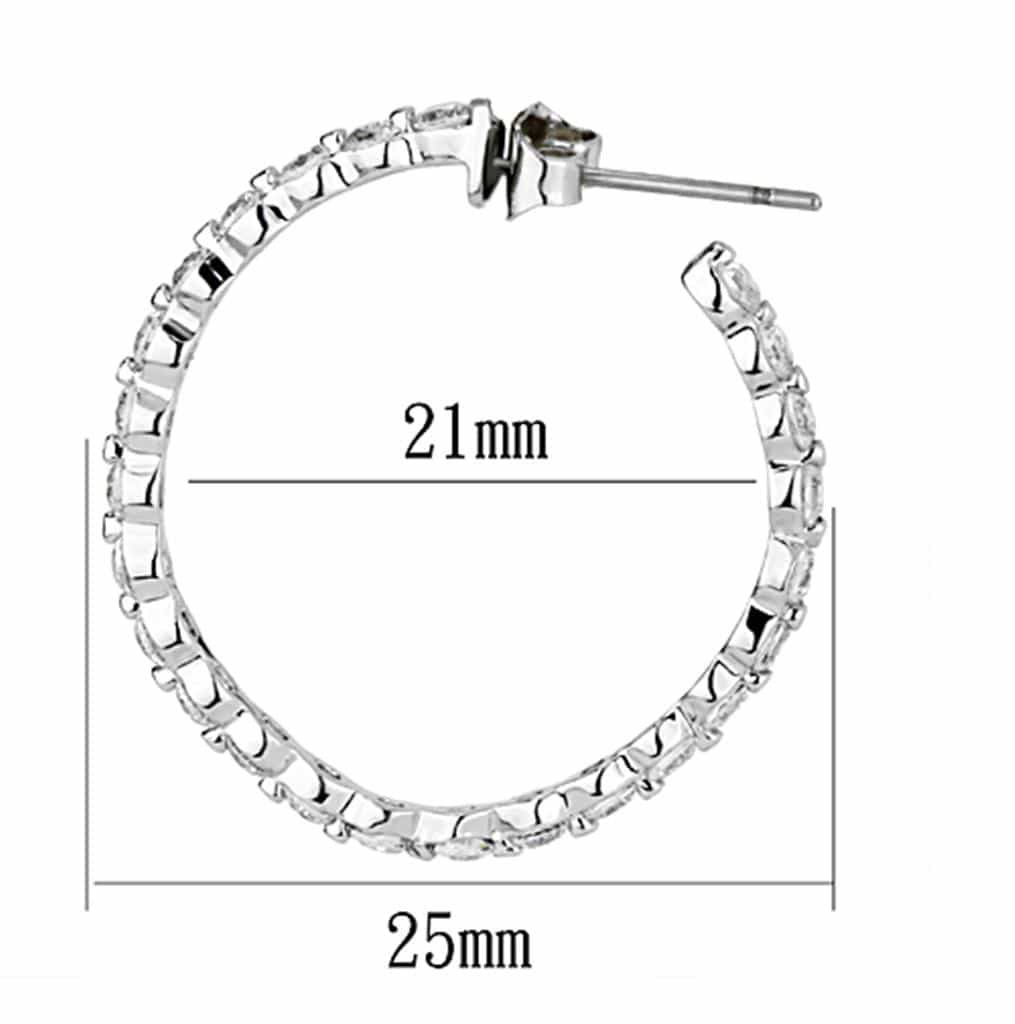 Brass CZ Bezel Chain Tennis Hoop Earrings | The Stainless Jewelry view 2
