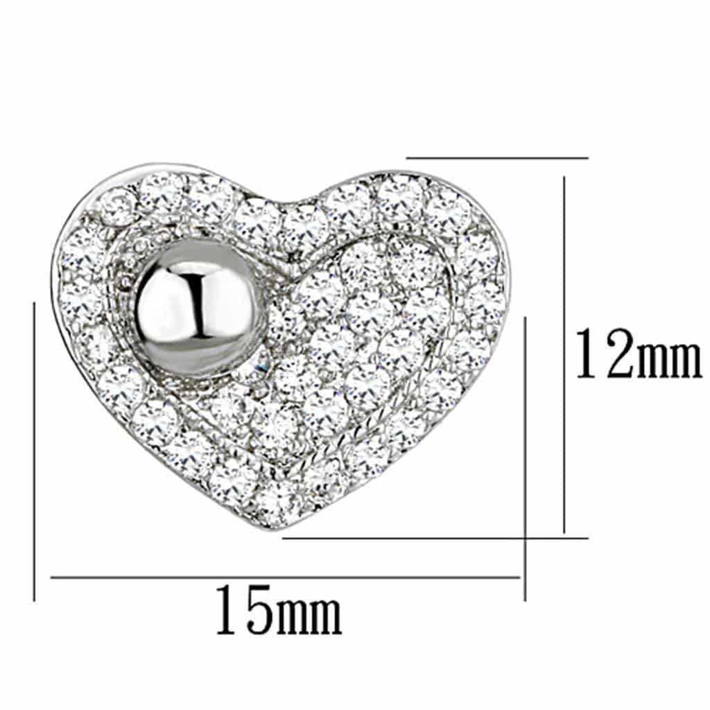 Brass CZ Pave Solid Heart Stud Earrings | The Stainless Jewelry view 2