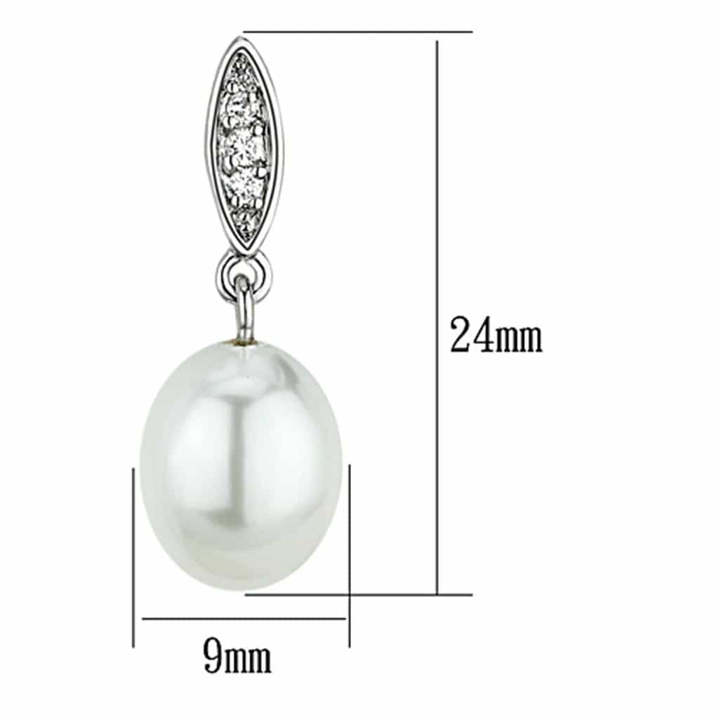 Brass Pearl CZ Marquise Bail Drop Earrings view 2