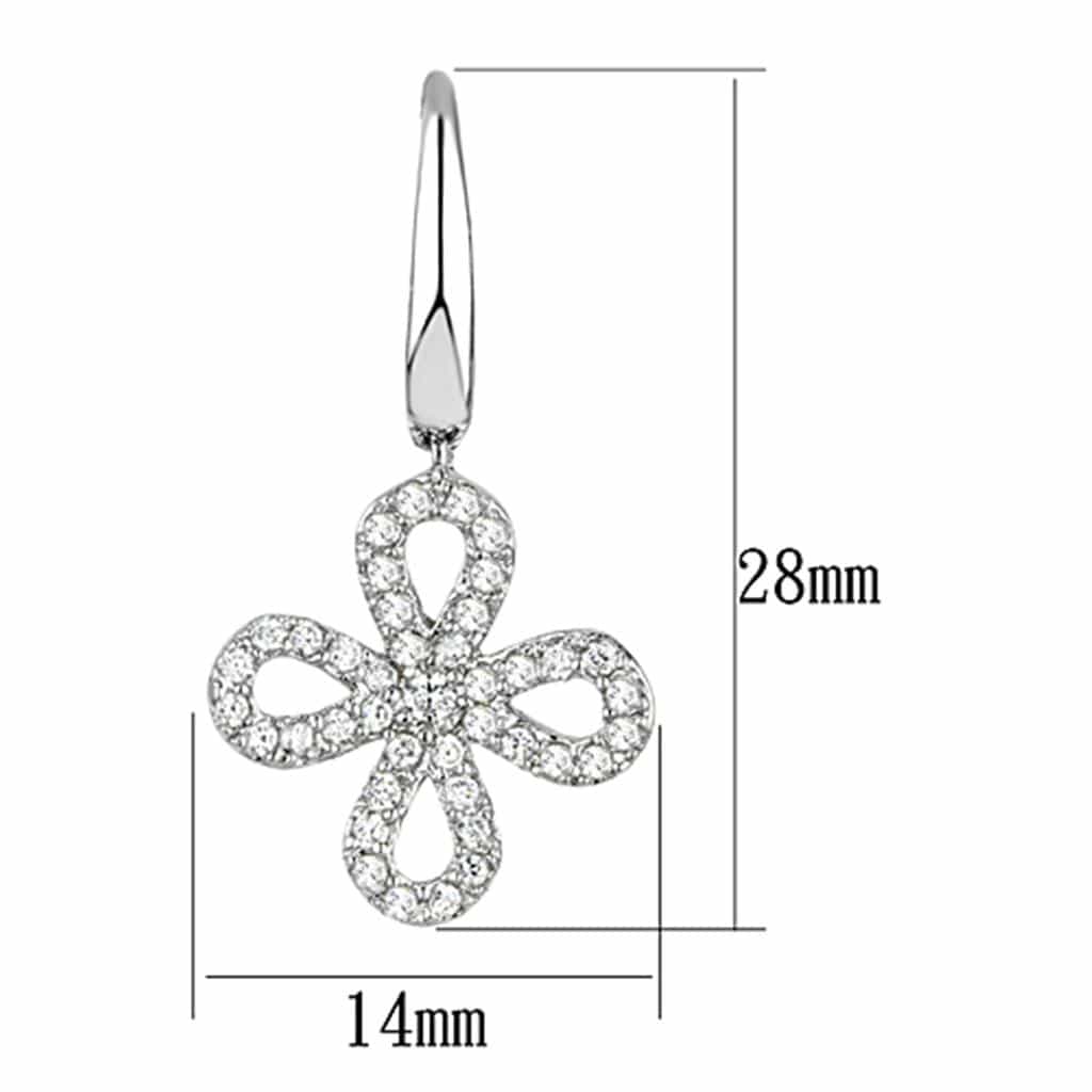 Brass CZ Pave Four-Leaf Clover Hook Drop Earrings view 2