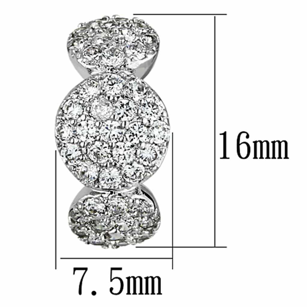 Brass CZ Pave Triple Ball Cluster Stud Earrings view 2