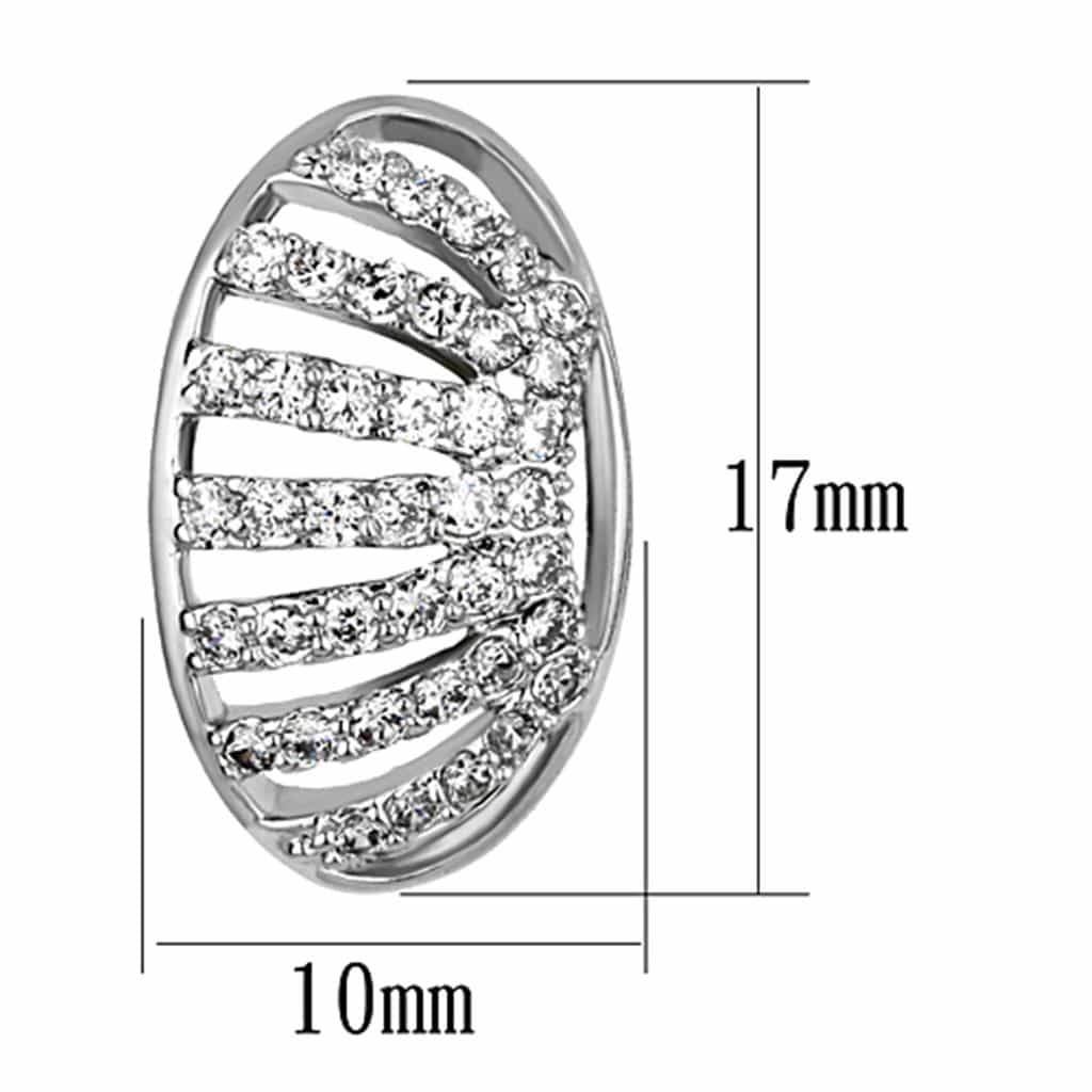 Brass CZ Pave Oval Cutout Wide Stud Earrings view 2