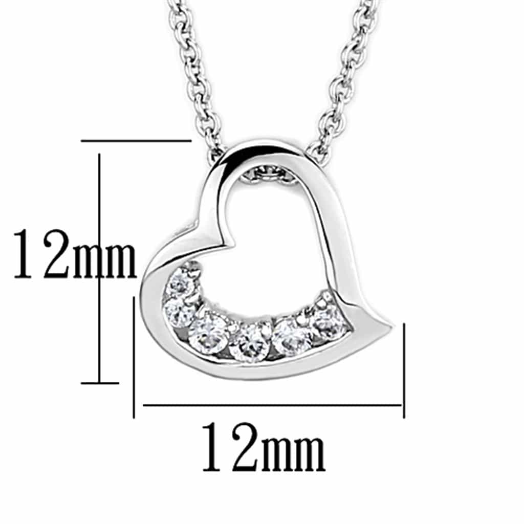 Brass CZ Channel Open Heart Pendant Necklace view 2