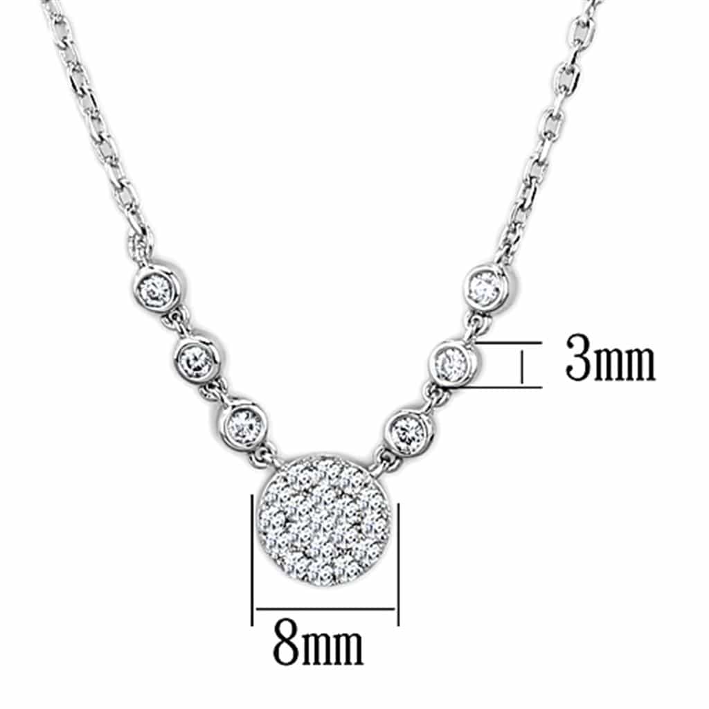 Brass CZ Bezel Station Disc Pendant Necklace view 2
