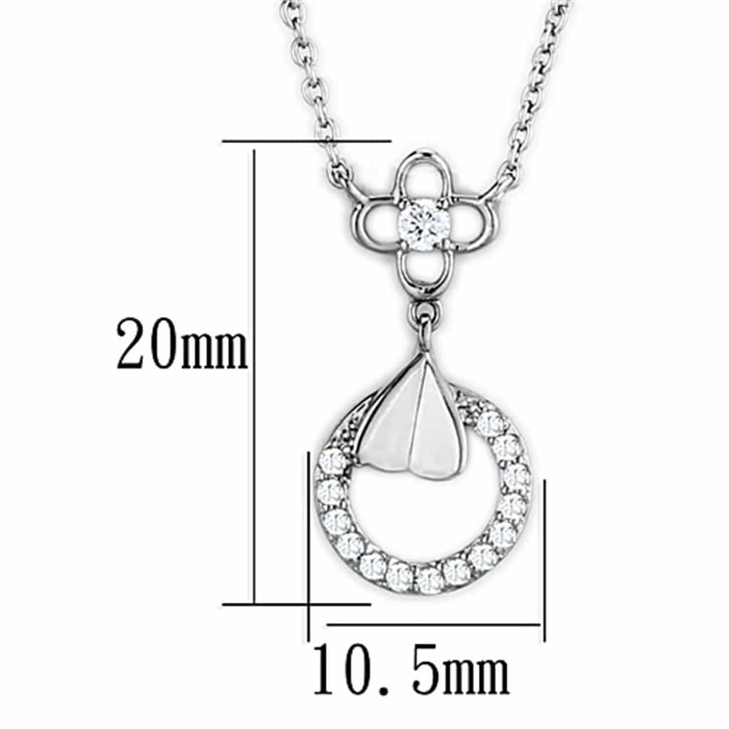 Brass CZ Pave Circle Flower Dangle Pendant Necklace view 2