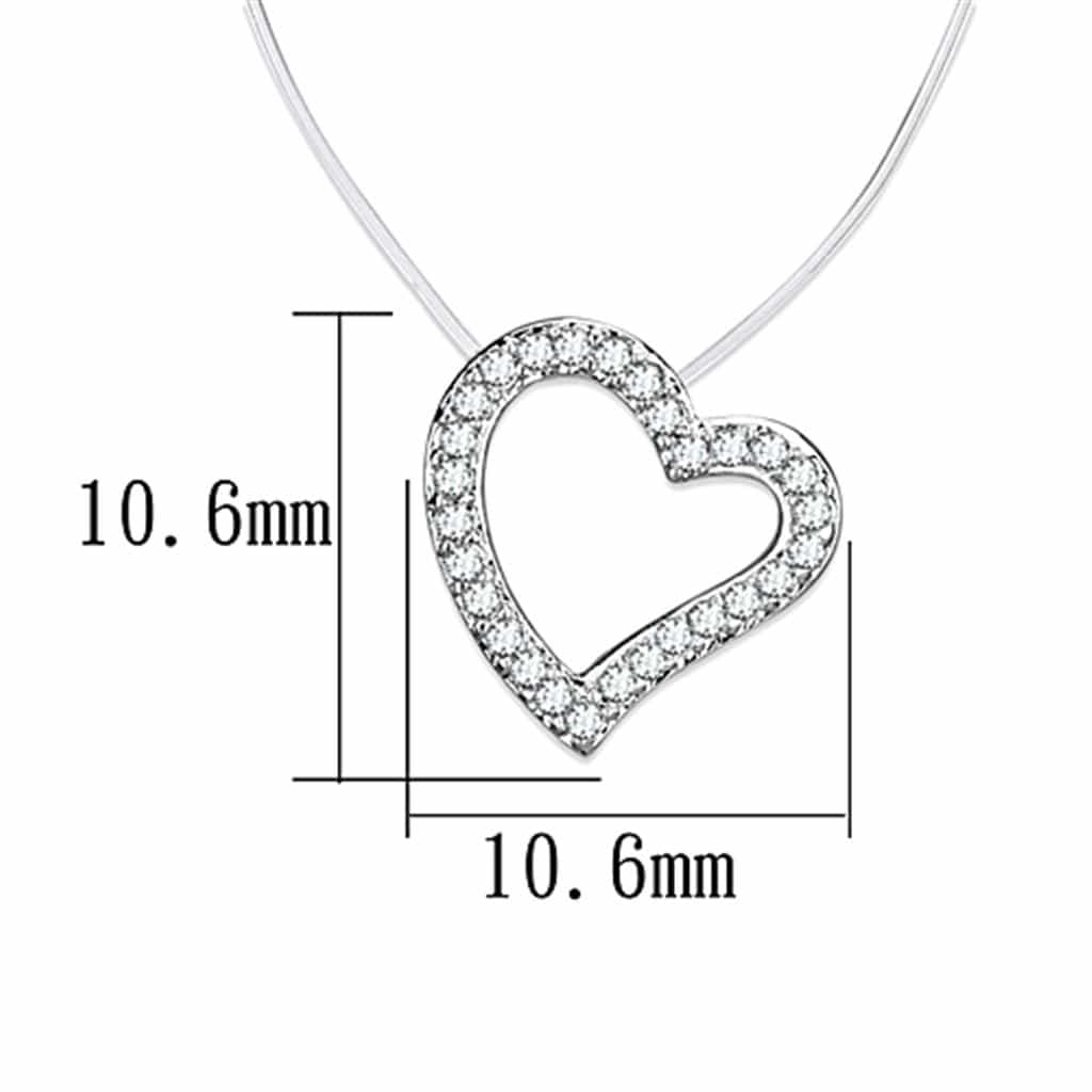 Brass CZ Pave Open Heart Wire Pendant Necklace view 2