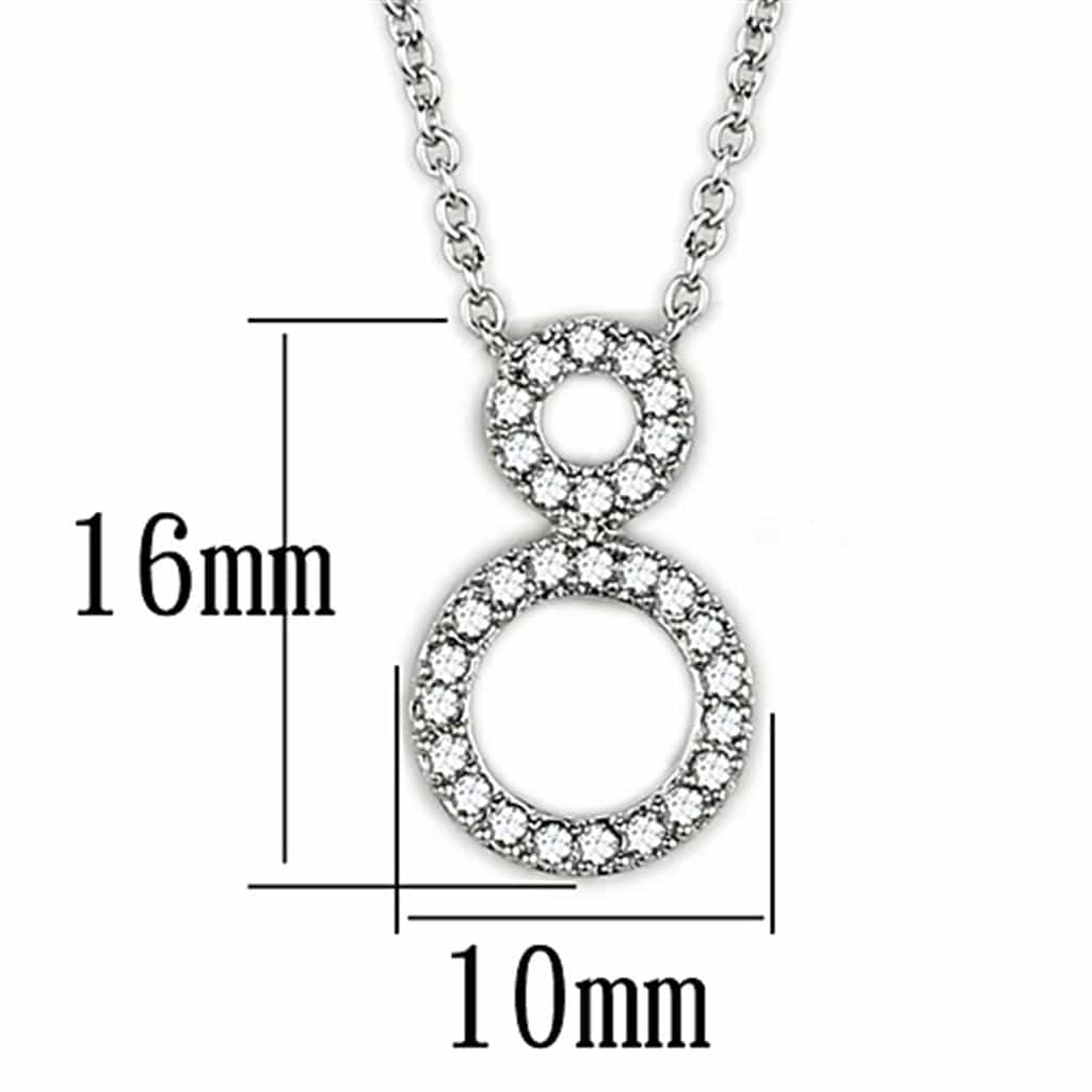Brass CZ Pave Double Circle Figure Eight Pendant Necklace view 2