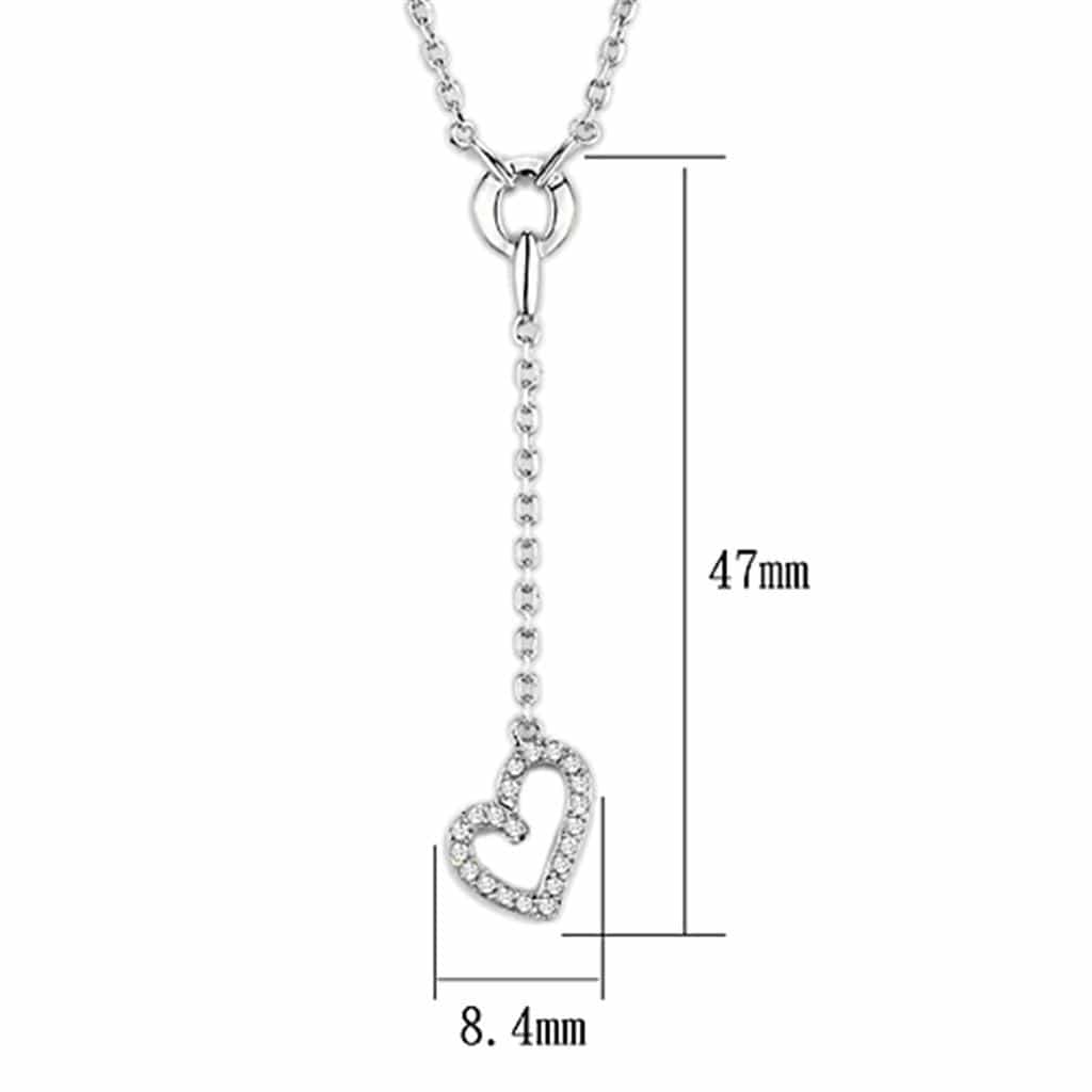 Brass CZ Pave Open Heart Lariat Y-Drop Necklace view 2