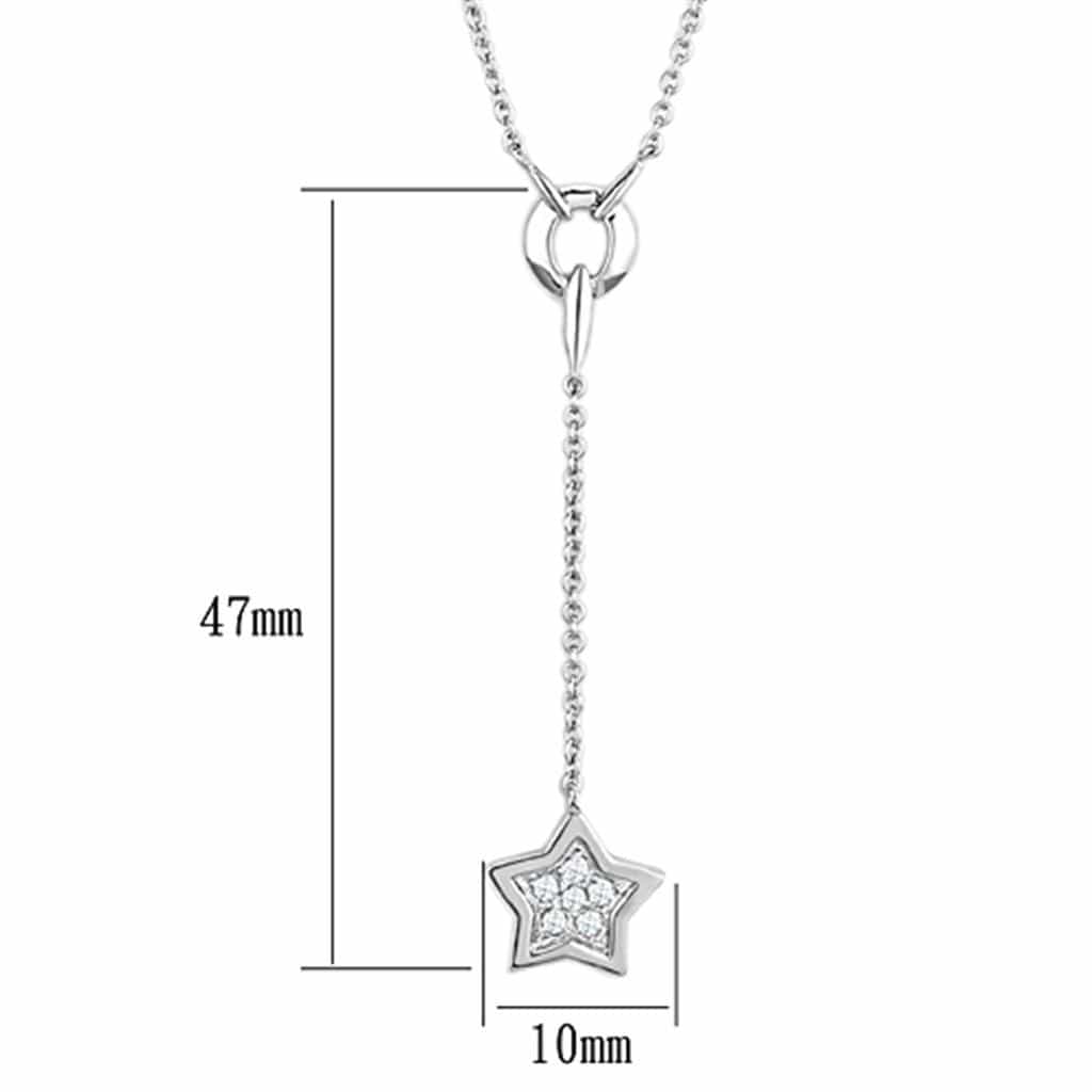 Brass CZ Pave Star Dangle Pendant Necklace view 2
