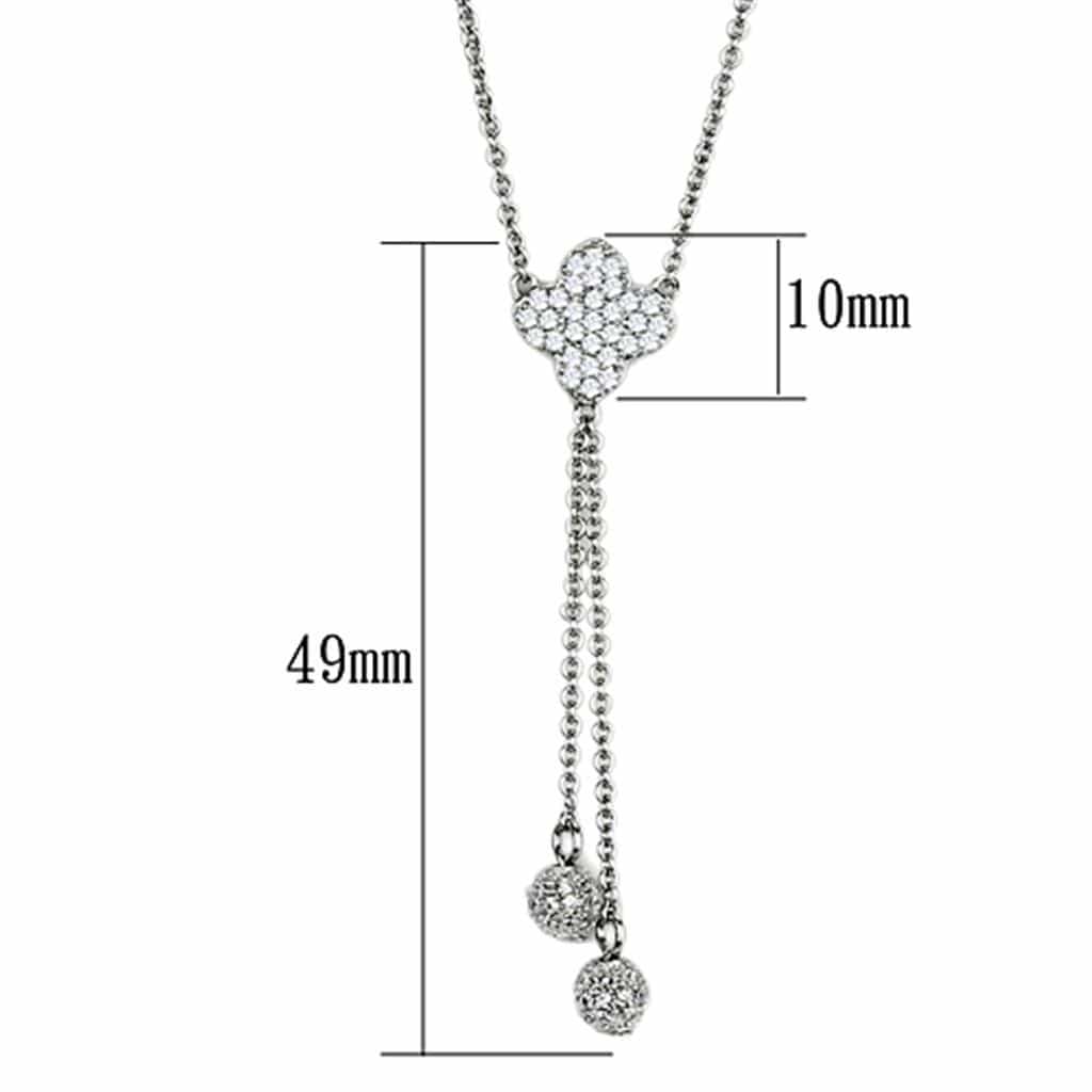 Brass CZ Pave Key Flower Lariat Y-Drop Necklace view 2
