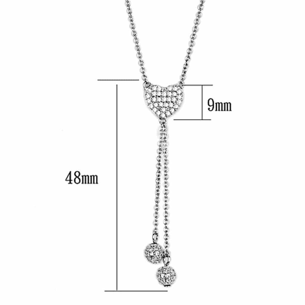 Brass CZ Pave Heart Lariat Y-Drop Necklace view 2