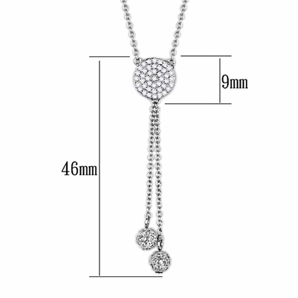 Brass CZ Pave Disc Cluster Lariat Y-Drop Necklace view 2