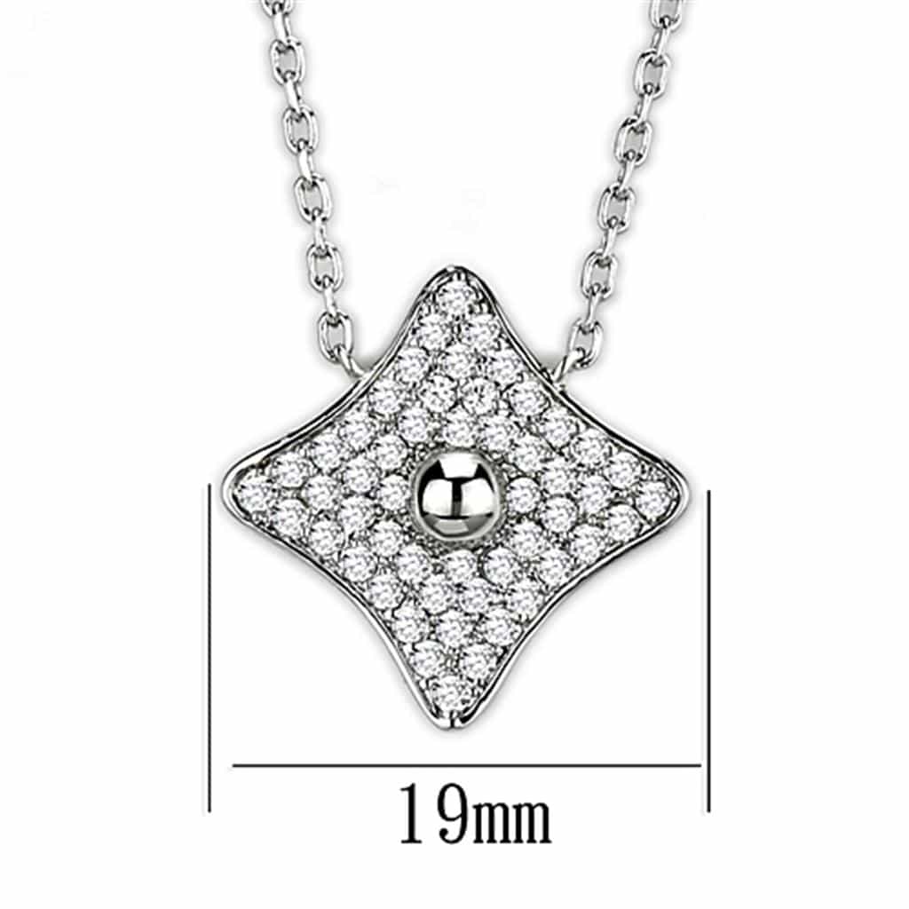 Brass CZ Pave Four-Point Star Pendant Necklace view 2