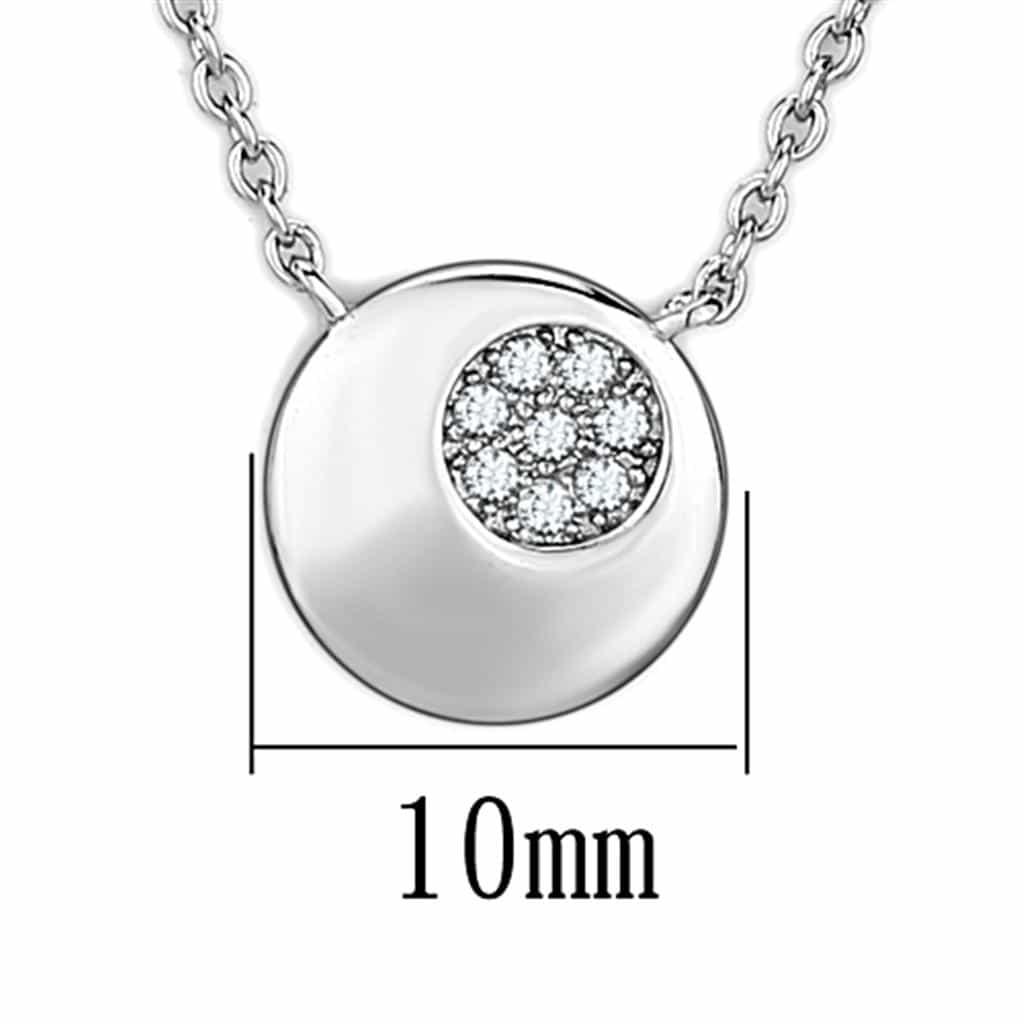Brass Polished CZ Circle Disc Pendant Necklace view 2