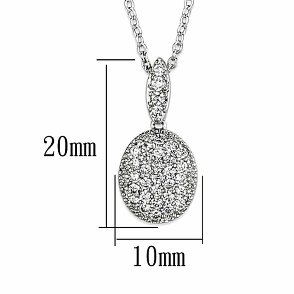 Brass CZ Pave Oval Egg Pendant Necklace | The Stainless Jewelry view 2