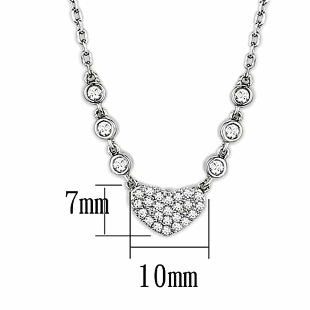 Brass CZ Pave Heart Bezel Station Pendant Necklace view 2