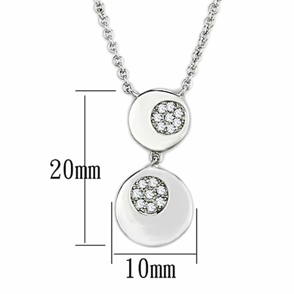 Brass CZ Pave Double Circle Dangle Pendant Necklace view 2