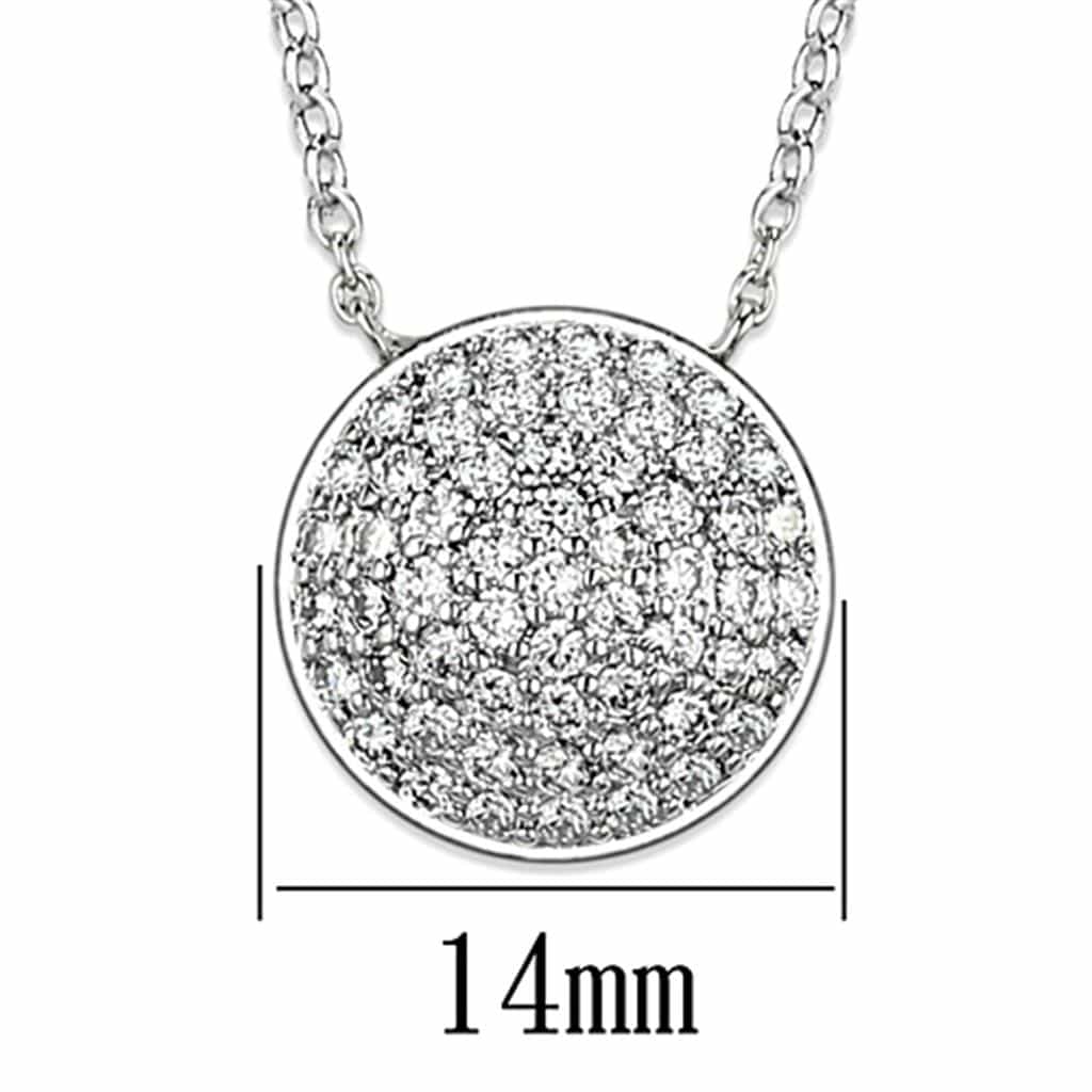 Brass CZ Pave Large Round Disc Pendant Necklace view 2