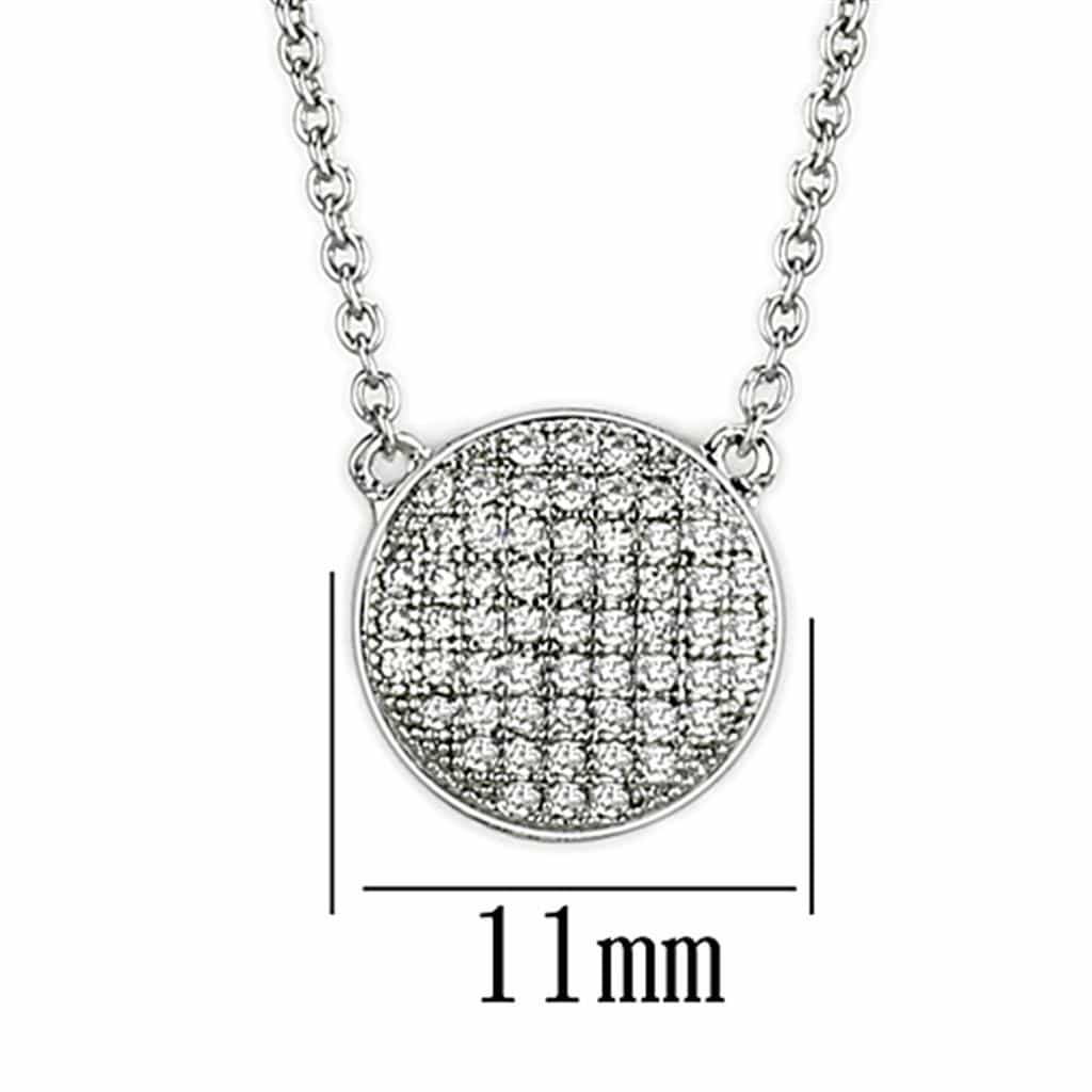 Brass CZ Micro Pave Round Disc Pendant Necklace view 2