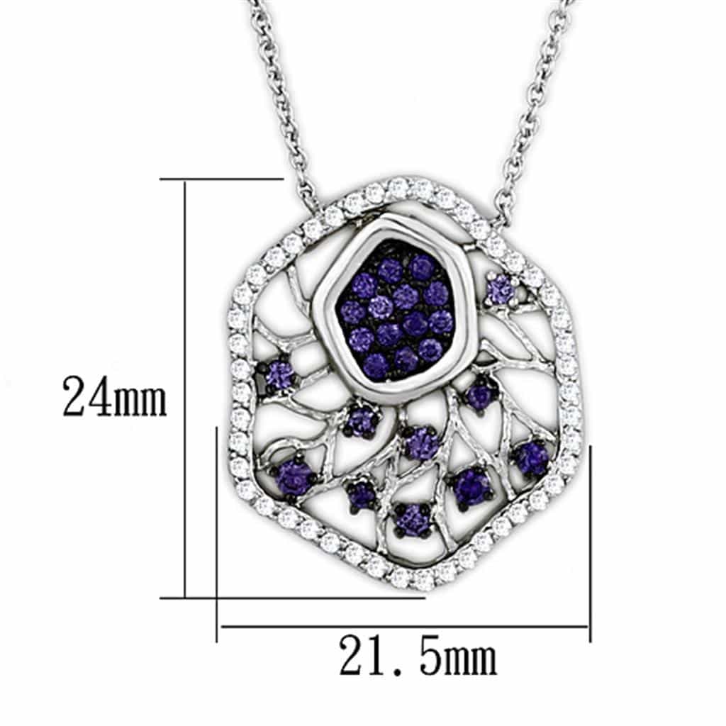 Brass Amethyst CZ Filigree Oval Pendant Necklace view 2