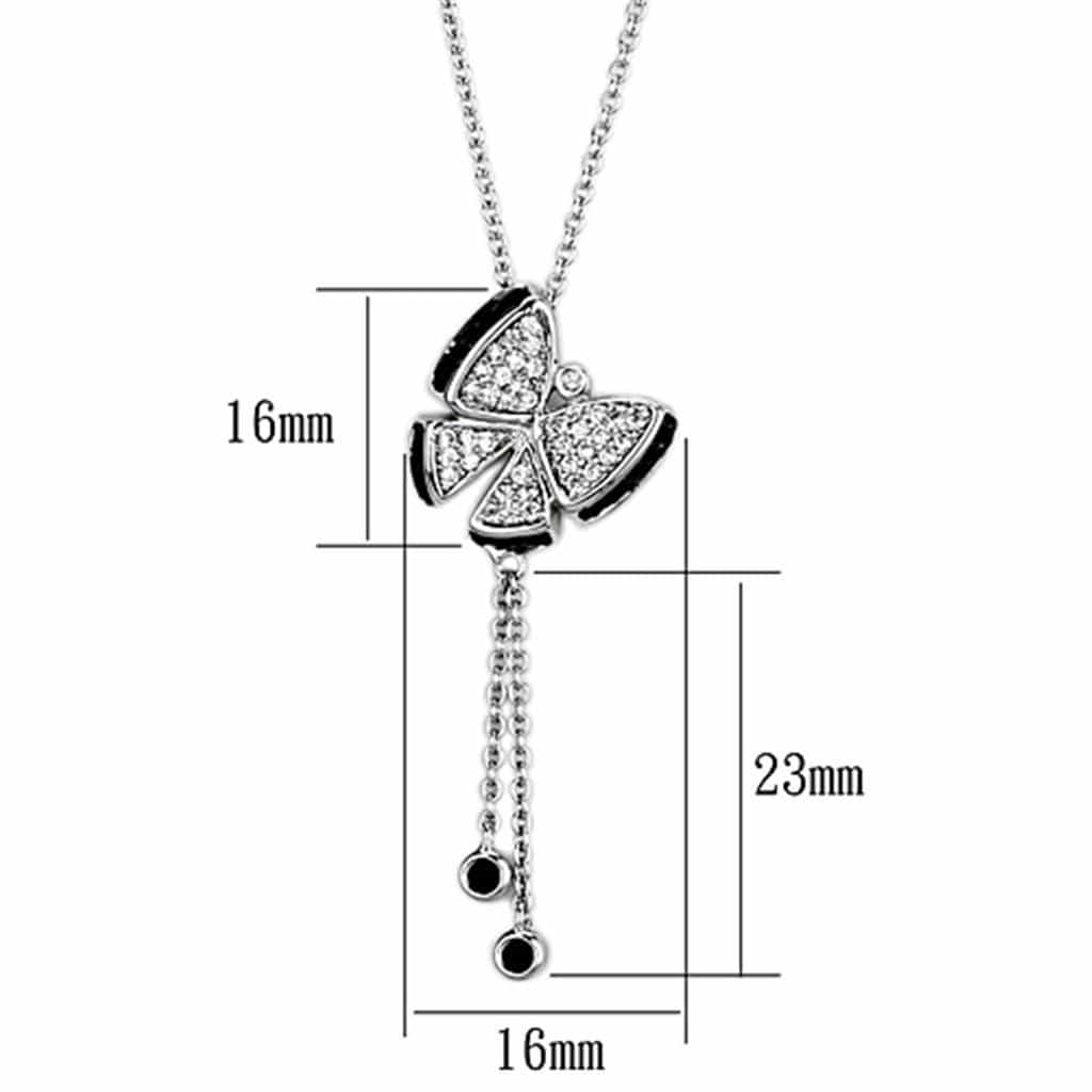 Brass CZ Enamel Butterfly Key Pendant Necklace view 2