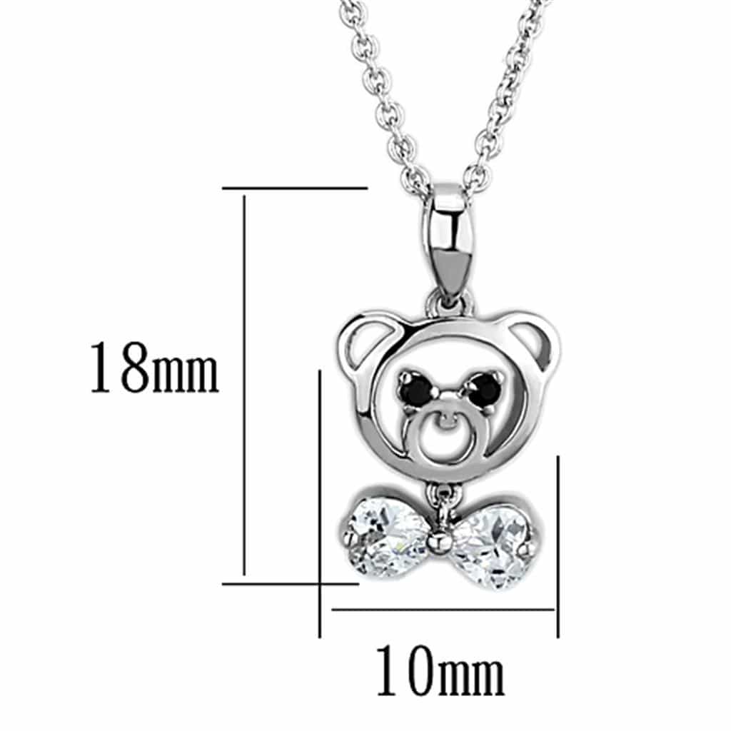 Brass CZ Teddy Bear Charm Pendant Necklace view 2