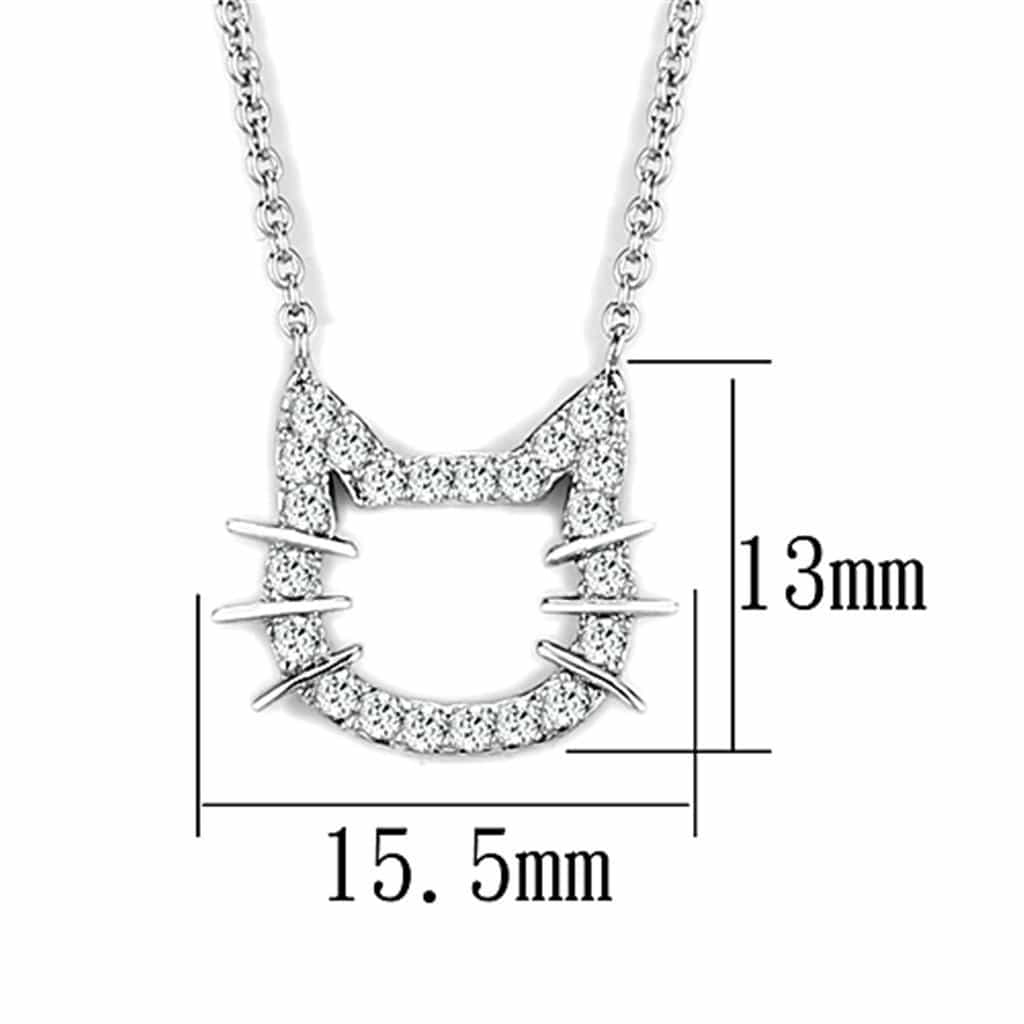 Brass CZ Pave Cat Face Pendant Necklace | The Stainless Jewelry view 2