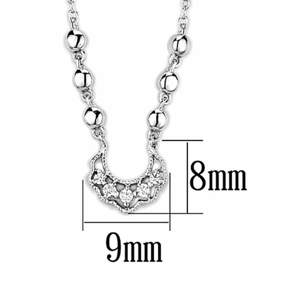 Brass CZ Crescent Moon Bezel Station Necklace view 2