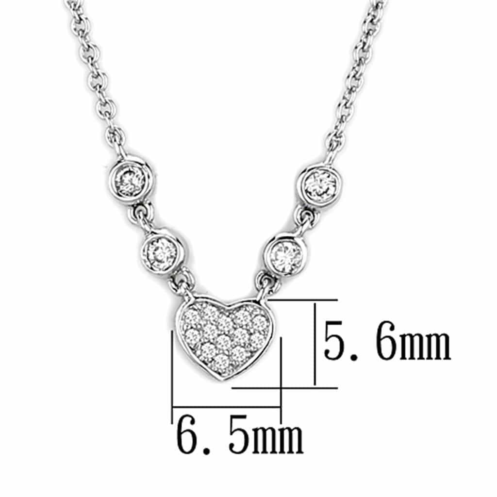 Brass CZ Heart Bezel Station Pendant Necklace view 2